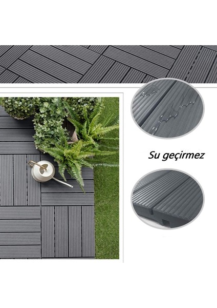 Ahşap Görünümlü Plastik Karo Deck 30X30 Bahçe Havuz Kenarı Teras Cafe Restoran Zemin Kaplama 11 Adet fırsatları
