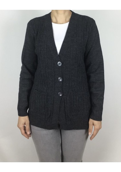 Önü Düğmeli Cepli Yünlü Kısa Anne Hırka fiyatları