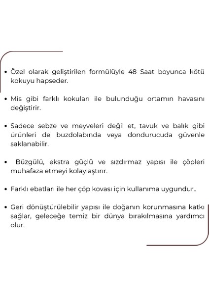 | Ekstra Güçlü Büzgülü Çöp Torbası, Büyük Boy 65X70 Cm, Limon Kokulu, 10'lu Paket indirimleri