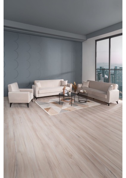 Dove Yüksek Ayaklı 3 3 B Koltuk Takımı Krem