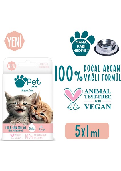 Kediler Için Tüy Bakım Yağı 5x1 ml 100% Doğal Argan Yağlı fiyatları