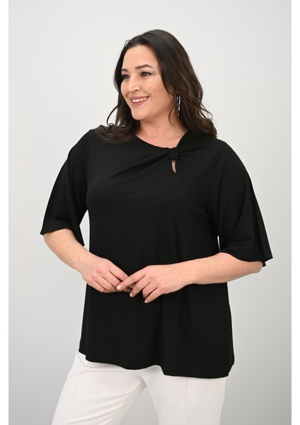 Kadın Büyük Beden Düğüm Büzgü Detaylı Bluz 1913-25 modelleri