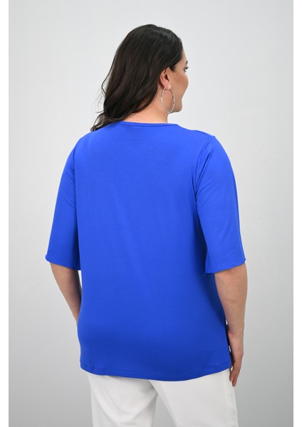 Kadın Büyük Beden Düğüm Büzgü Detaylı Bluz 1913-25 modelleri