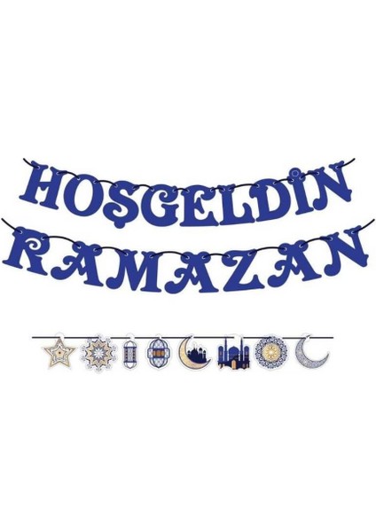 Hoşgeldin Ramazan Lacivert 2'li Sarkıt Süs Set Ramazan Süsleri modelleri
