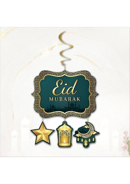 Eid Mubarak 4 Parça Sallanır Ramazan Süsleri