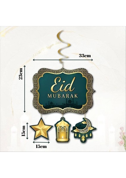 Eid Mubarak 4 Parça Sallanır Ramazan Süsleri