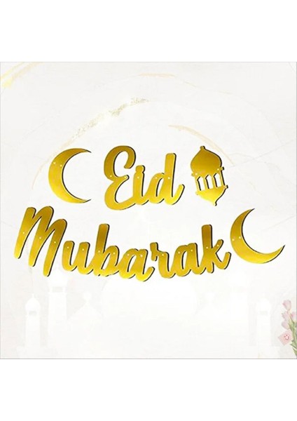 Eid Mubarak Gold Varaklı Banner