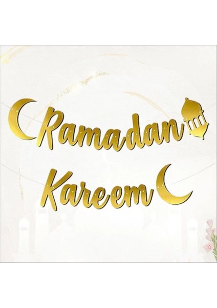 Ramadan Kareem Gold Varaklı Banner Ramazan Süsleri