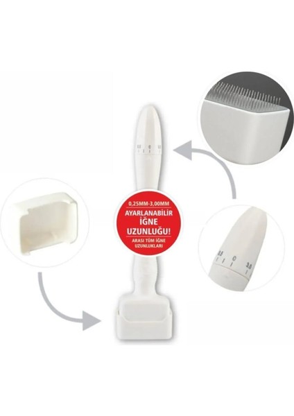 Derma Stamp 0-3mm Ayarlanabilir 140 Titanyum Iğneli Derma Roller Tüm Cilt Bölgelerine Uygun fiyatları
