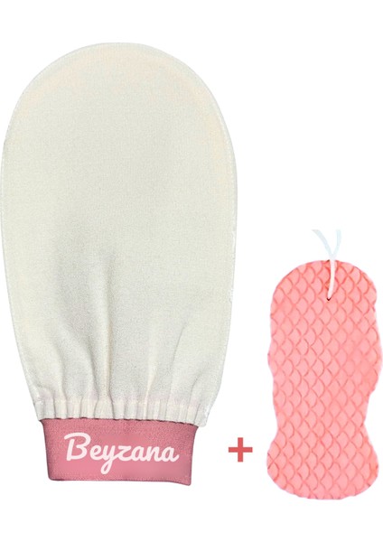 İpek Ekru Banyo Duş Kesesi %100 Floş Peeling Eldiveni Bilekten Lastikli