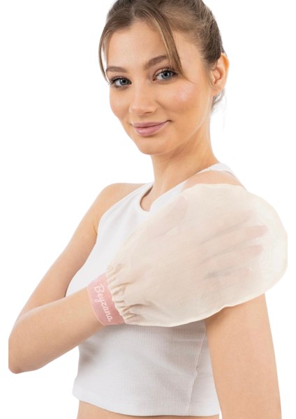 İpek Ekru Banyo Duş Kesesi %100 Floş Peeling Eldiveni Bilekten Lastikli modelleri