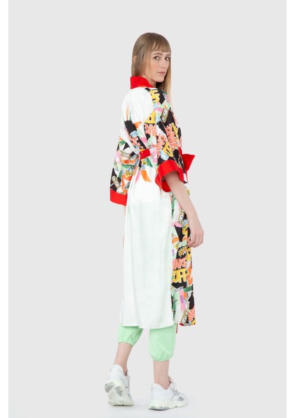 Desenli Saten Kimono