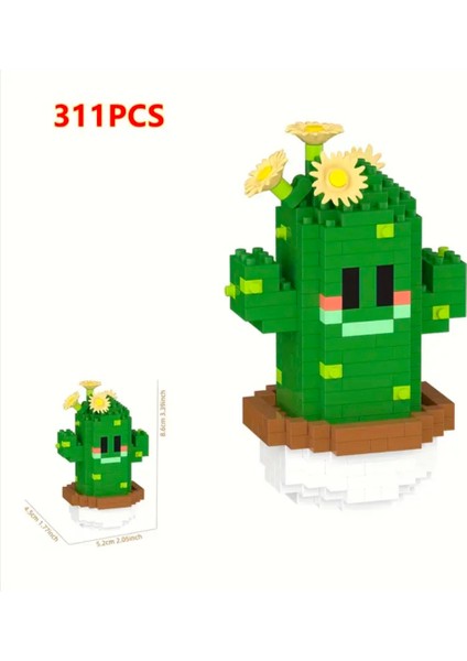 311 Parça Sukulent Kaktüs Bricks Seti, Minik Yapı Taşları Içerir, Yapı Blokları, Yetişkin Hobi Seti