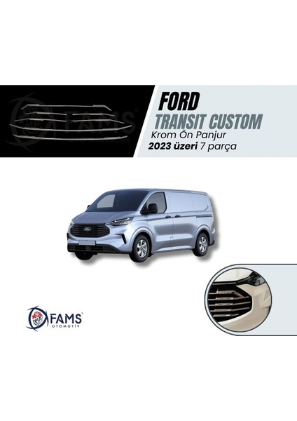 Ford Transit Custom 2023 > Ön Panjur 7 Parça Paslanmaz Çelik