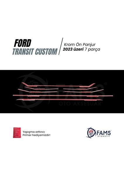 Ford Transit Custom 2023 > Ön Panjur 7 Parça Paslanmaz Çelik modelleri