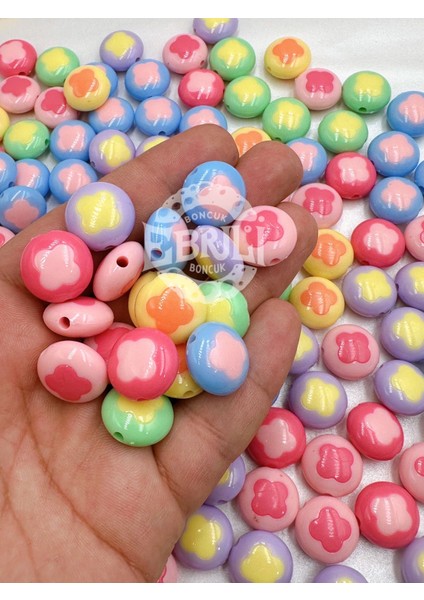 18 mm Renkli Kalp Büyük Boy Boncuk Takı Yapımı Bead (25 Adet)