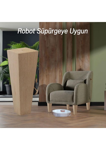 Ahşap Ayak Kare Bağlantı Aparatı Dahil Mobilya Koltuk Kanepe Sehpa Masa Ayağı Ayakları Boyasız 20 cm