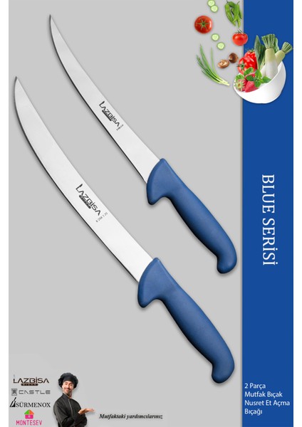 Blue Serisi Mutfak Bıçak Seti Et Balık Tavuk Açma Bıçağı 2 Li Set ( Mft-896)
