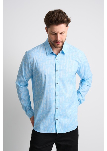 Desenli Uzun Kollu Erkek Gömlek