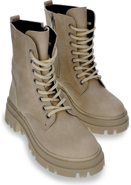 Kadın Tırtık Taban Günlük Bot Hafif Bağcıklı Fermuarlı Postal Bot