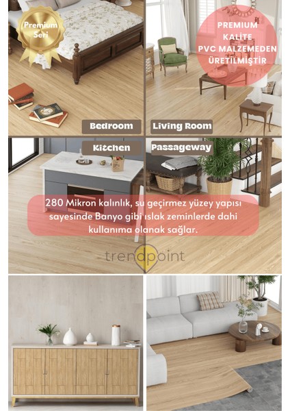 Kendinden Yapışkanlı 60 cm×100 cm Parke Görünümlü Premium Zemin Duvar Kağıdı Dolap Kaplama