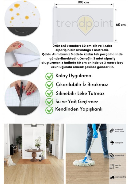 Kendinden Yapışkanlı 60 cm×100 cm Parke Görünümlü Premium Zemin Duvar Kağıdı Dolap Kaplama