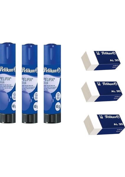 Pritt Stick Sürmeli Yapıştırıcı 40 Gr+3 Adet Pelikan Al 30 Silgi