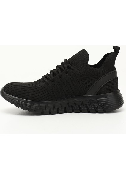 Kadın Siyah Triko Bağcıklı Memory Foam Tabanlıklı Comfort Sneaker