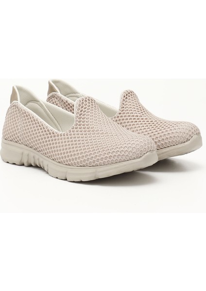 Kadın Bej Triko Memory Foam Tabanlıklı Comfort Sneaker