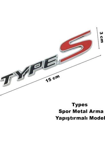 Type S Metal Arma Yapıştırma Spor Siyah Kırmızı Renk Arma Types Desenli Metal Arma Bagaj Çamurluk fiyatları