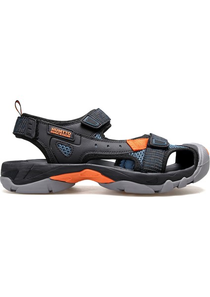 HM740093A Burnu Kapalı Siyah Lacivert Cırtlı Erkek Outdoor Trekking Spor Sandalet