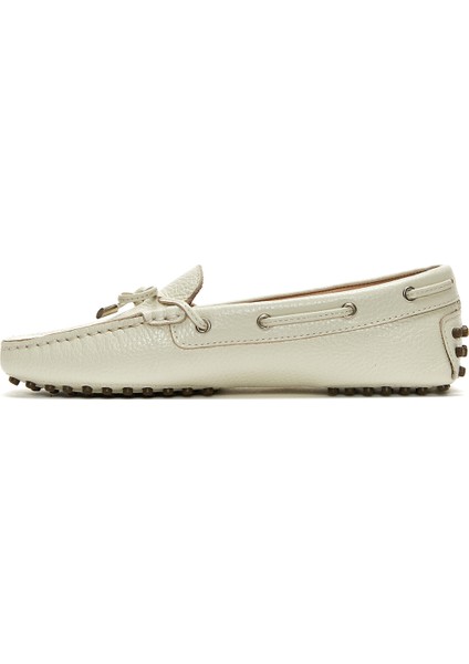 Kadın Bej Fiyonklu Deri Loafer 25SFD2904FT