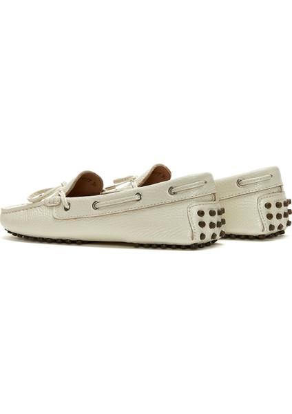 Kadın Bej Fiyonklu Deri Loafer 25SFD2904FT