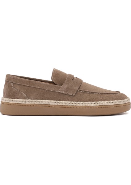 Erkek Vizon Süet Deri Casual Loafer 25SFD631810