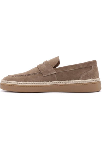Erkek Vizon Süet Deri Casual Loafer 25SFD631810