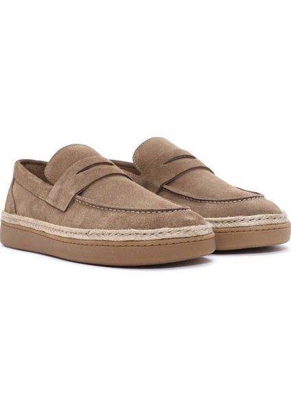 Erkek Vizon Süet Deri Casual Loafer 25SFD631810