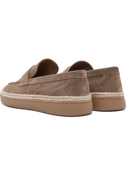 Erkek Vizon Süet Deri Casual Loafer 25SFD631810