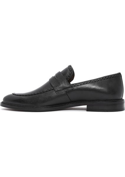 Erkek Siyah Deri Klasik Loafer 25SFD602118