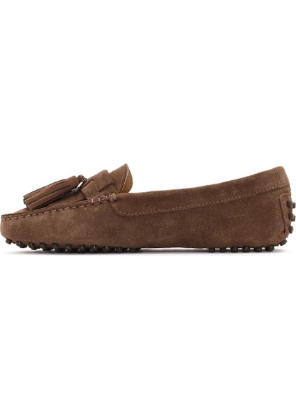 Kadın Taba Püsküllü Süet Deri Loafer 25SFD290710