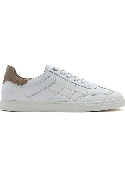 Erkek Beyaz Bağcıklı Deri Sneaker 25SFD674818