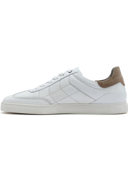 Erkek Beyaz Bağcıklı Deri Sneaker 25SFD674818