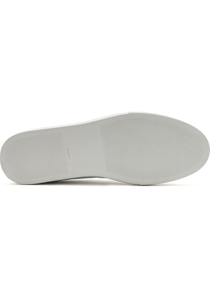 Erkek Beyaz Bağcıklı Deri Sneaker 25SFD674818