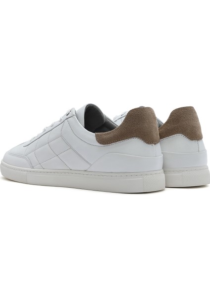 Erkek Beyaz Bağcıklı Deri Sneaker 25SFD674818