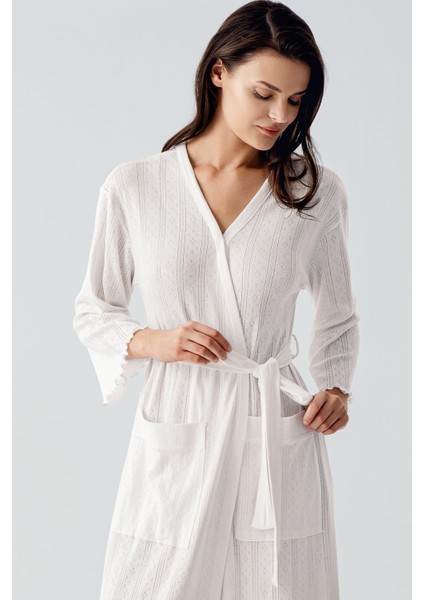 Uzun Kollu Ajurlu Esnek Pamuklu Sabahlık 17508 fiyatları