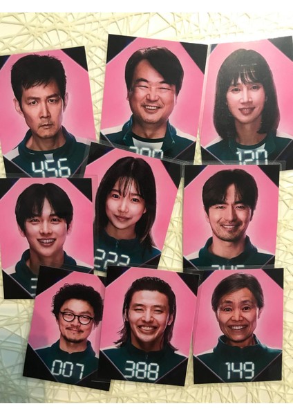 Squıd Game Temalı Fotoğraf Kağıdına Pvc Kaplama 9 Adet 6x8 cm Fotokart Kartpostal