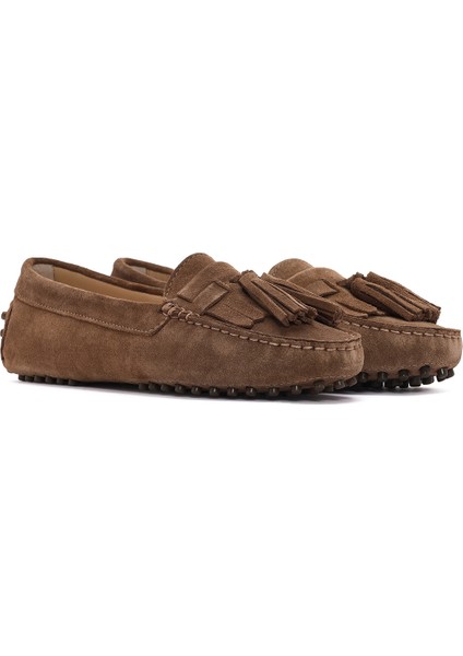 Kadın Taba Püsküllü Süet Deri Loafer 25SFD290710