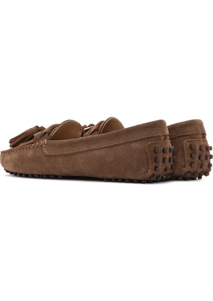 Kadın Taba Püsküllü Süet Deri Loafer 25SFD290710