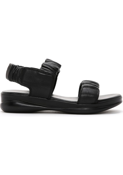 Kadın Siyah Deri Comfort Sandalet 25SFD150818