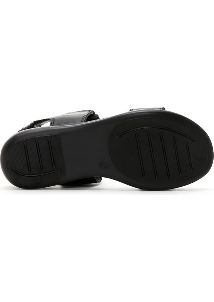 Kadın Siyah Deri Comfort Sandalet 25SFD150818