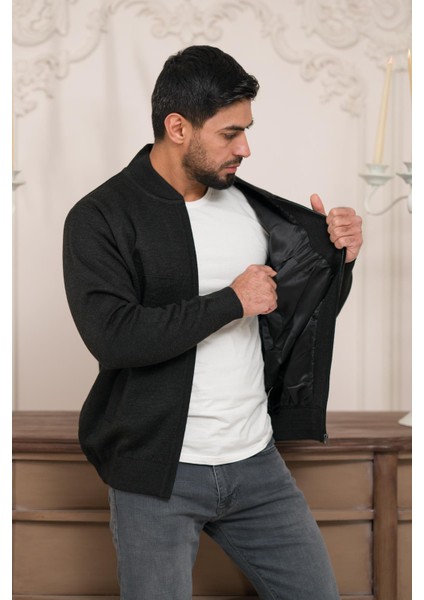 Pilot Yaka Fermuar Kapamalı Klasik Kesim Astarlı Çelik Örgü Hırka modelleri